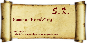 Sommer Kerény névjegykártya